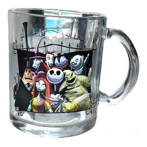 Disney Clear Glass Nightmare Before Christmas Mug Jack Sally Zero +  2-Sided NEW